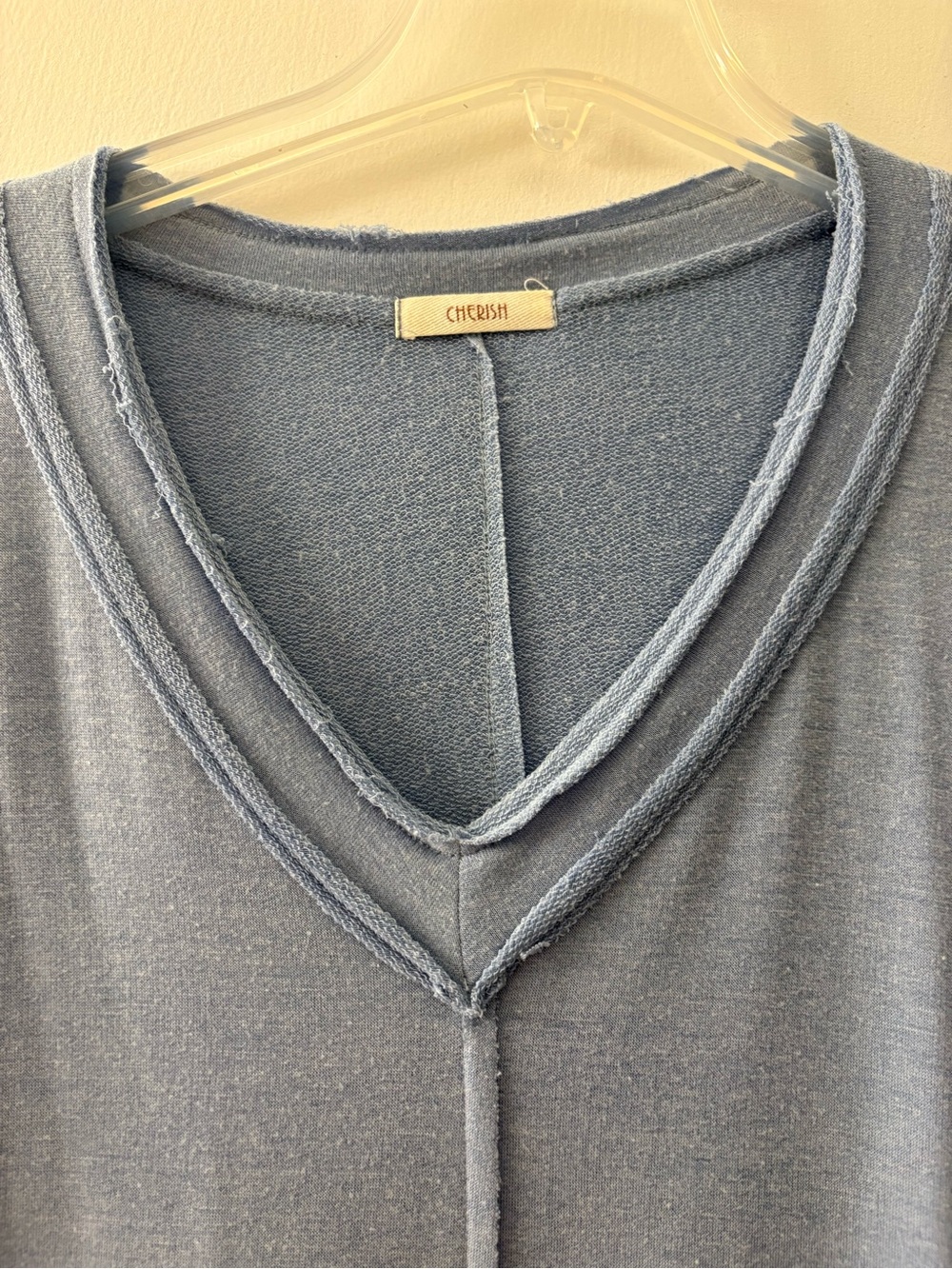 Cherish Women's Raw Edge Blue T Shirt Dress Size Medium - Picture 5 of 6